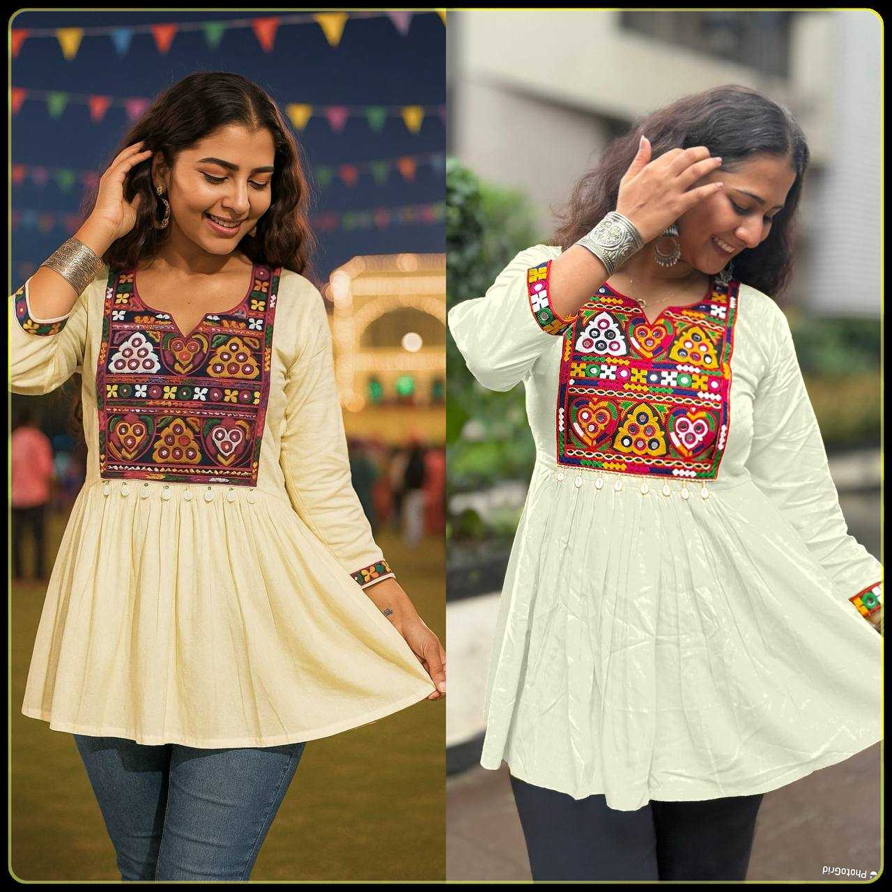 Ynf Heavy Rayon RIN125 Ai Navratri Kurti Western Wears Festive Collections Wholesale Tops Rayon Kurtis Navratri Chaniya Choli Manufacturer