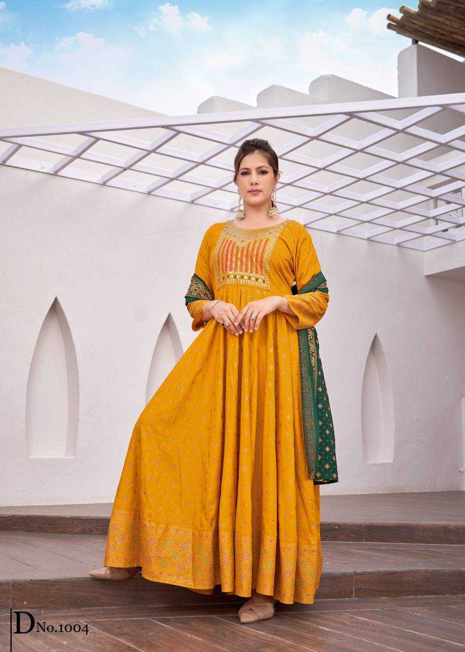 Ynf Heavy Rayon RIN131 1001 Gowns Festive Collections Plus Size Collections Wholesale Embroidery Gowns Long Gowns Gown With Dupatta Manufacturer