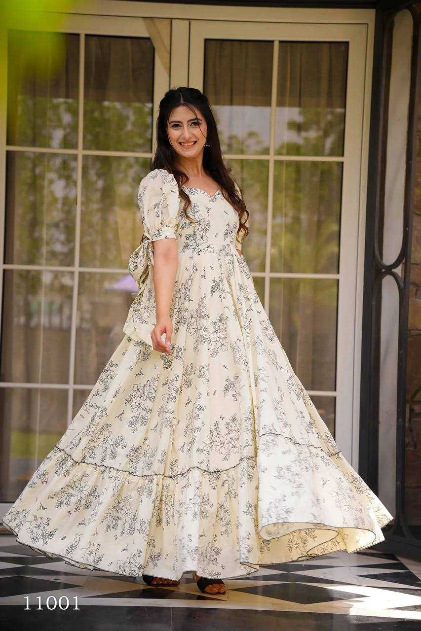 Ynf Heavy Rayon RIN131 11001 Gowns Wholesale Printed Gowns Anarkali Gown Fit And Flare Gowns Manufacturer