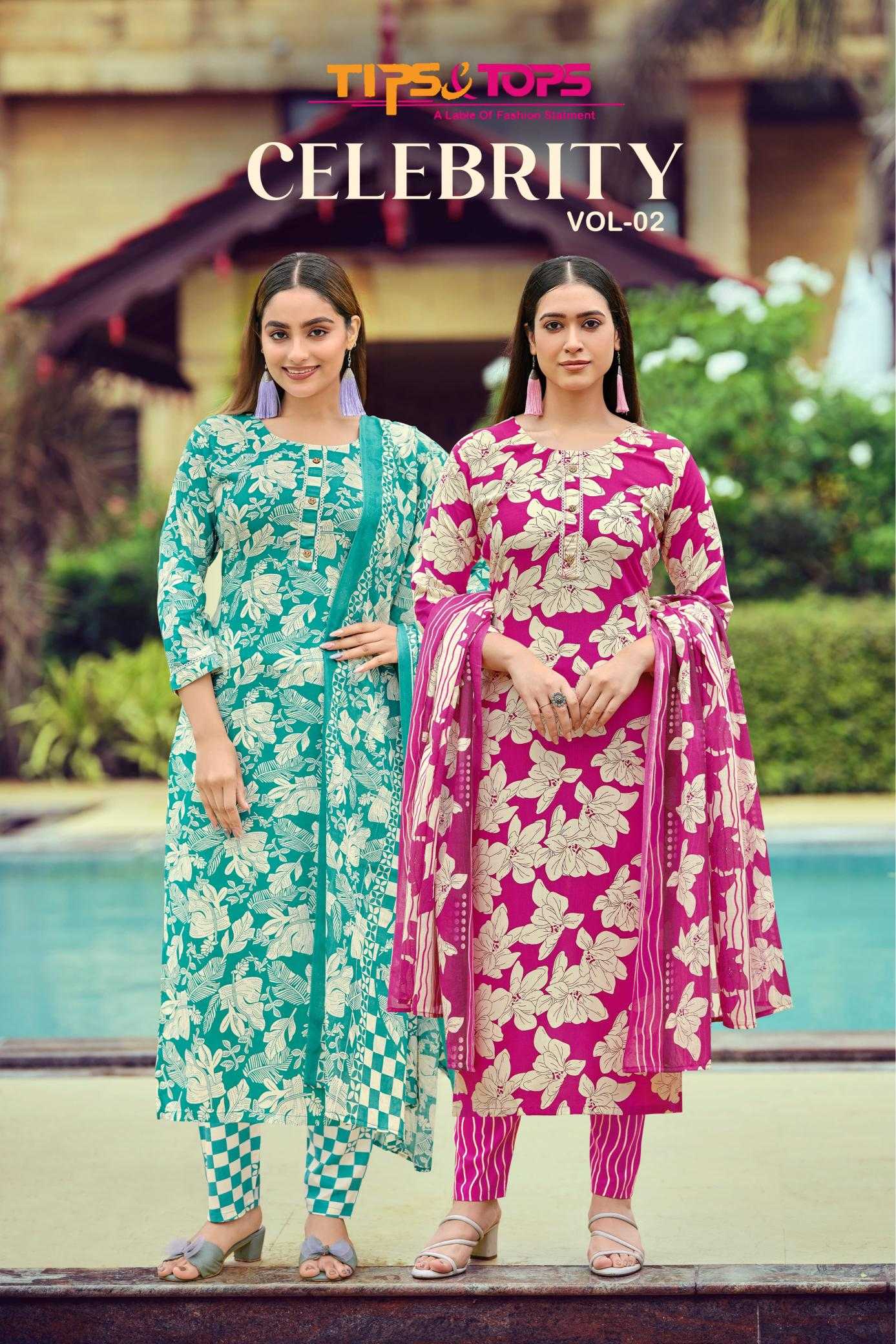 Ynf Heavy Rayon RIN190 TIPS & TOPS-CELEBRITY Vol 02 Setwise Collections Wholesale Dresses & Suits Catalogs Manufacturer
