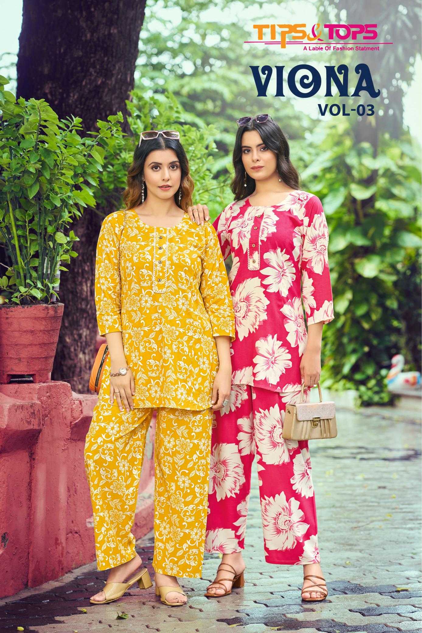 Ynf Heavy Rayon RIN190 TIPS & TOPS-VIONA Vol 03 Setwise Collections Wholesale Kurtis Catalogs Manufacturer