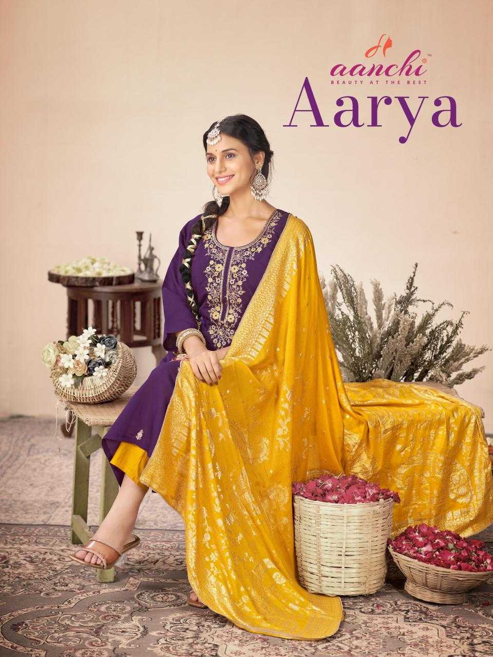 Ynf Heavy Roman Silk RIN190 Aanchi-AARYA Setwise Collections Wholesale Kurtis Catalogs Manufacturer