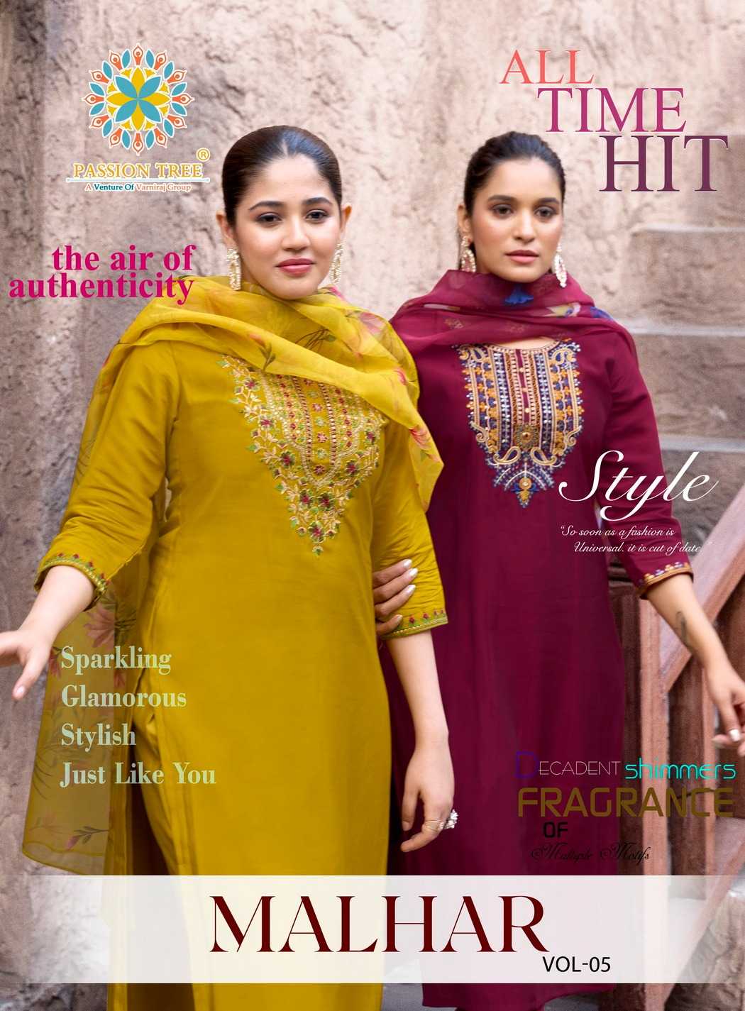 Ynf Heavy Roman Silk RIN190 Passion Tree-MALHAR VOL-5 Setwise Collections Wholesale Kurtis Catalogs Manufacturer