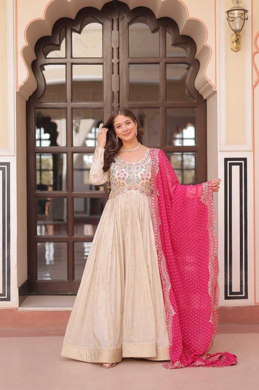 Ynf Jacquard KESH491 9249 Gowns Wedding Collections Festive Collections Wholesale Printed Gowns Embroidered Gown Gown With Dupatta Manufacturer