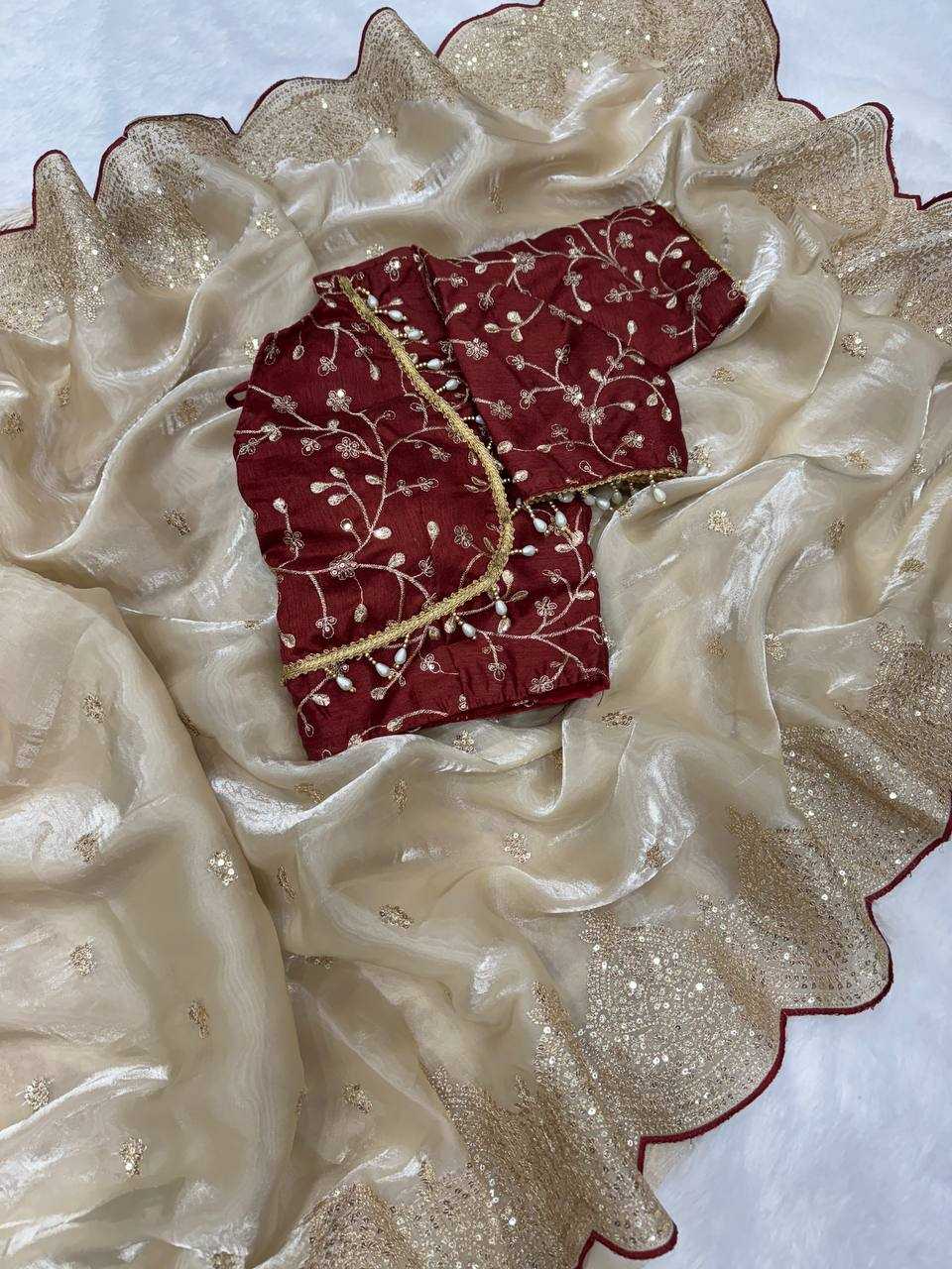 Ynf Jimmy Choo KESH151 5477 Sarees Wholesale Jimmy Choo Sarees Embroidered Sarees Cutwork Saree Manufacturer