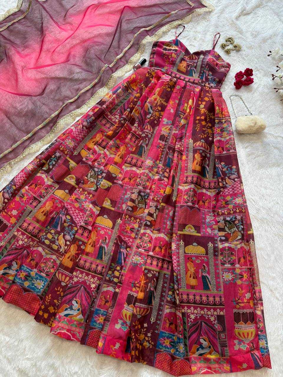 Ynf Jimmy Choo KESH154 300 Gowns Wholesale Printed Gowns Anarkali Gown Long Gowns Manufacturer