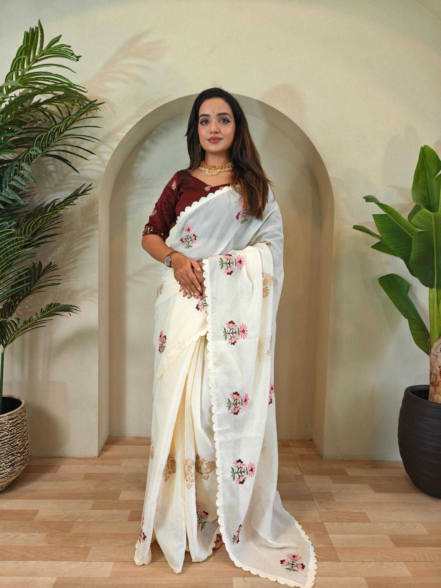 Ynf Kota Checks KESH249 Asha Sarees Festive Collections Wholesale White Sarees Kota Doria Sarees Onam Collections Manufacturer