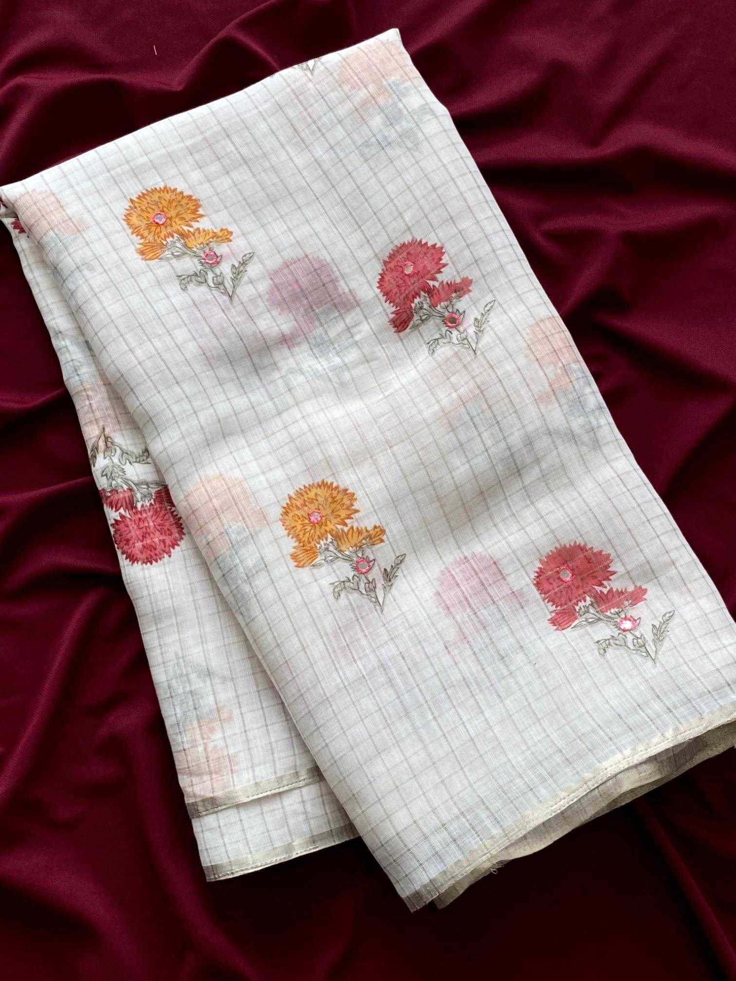 Ynf Linen KESH249 Bhavana Sarees Festive Collections Wholesale Zari Border Sarees Linen Sarees Onam Collections Manufacturer