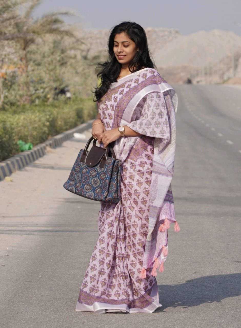 Ynf Linen KESH518 4358 Sarees Wholesale Printed Sarees Cotton Linen Sarees Linen Sarees Manufacturer