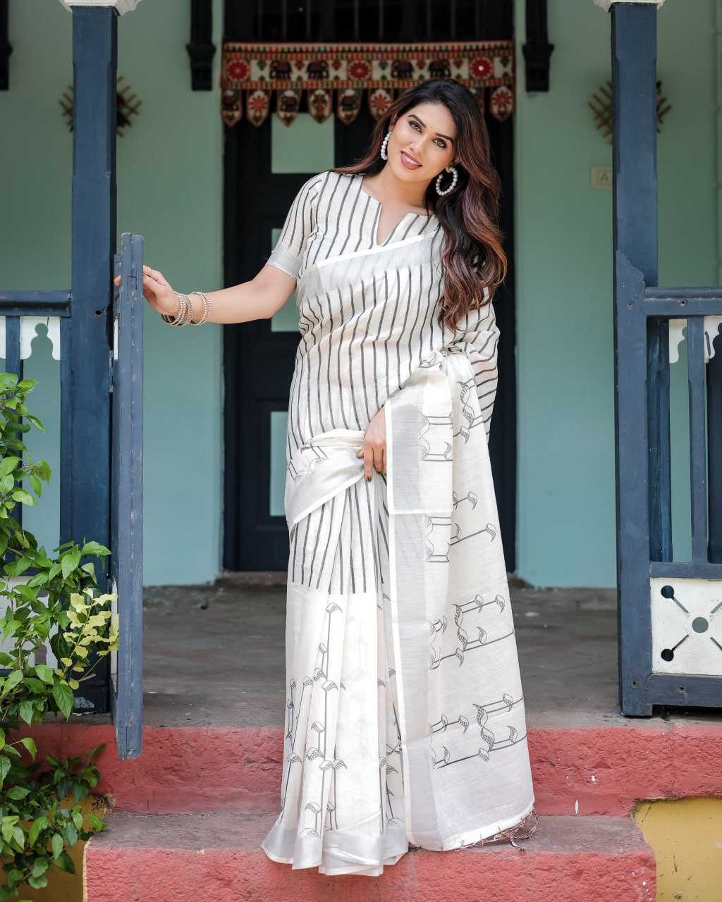 Ynf Linen KESH553 501 Sarees Wedding Collections Festive Collections Wholesale Cotton Linen Sarees Festive Sarees Sarees With Blouse Manufacturer