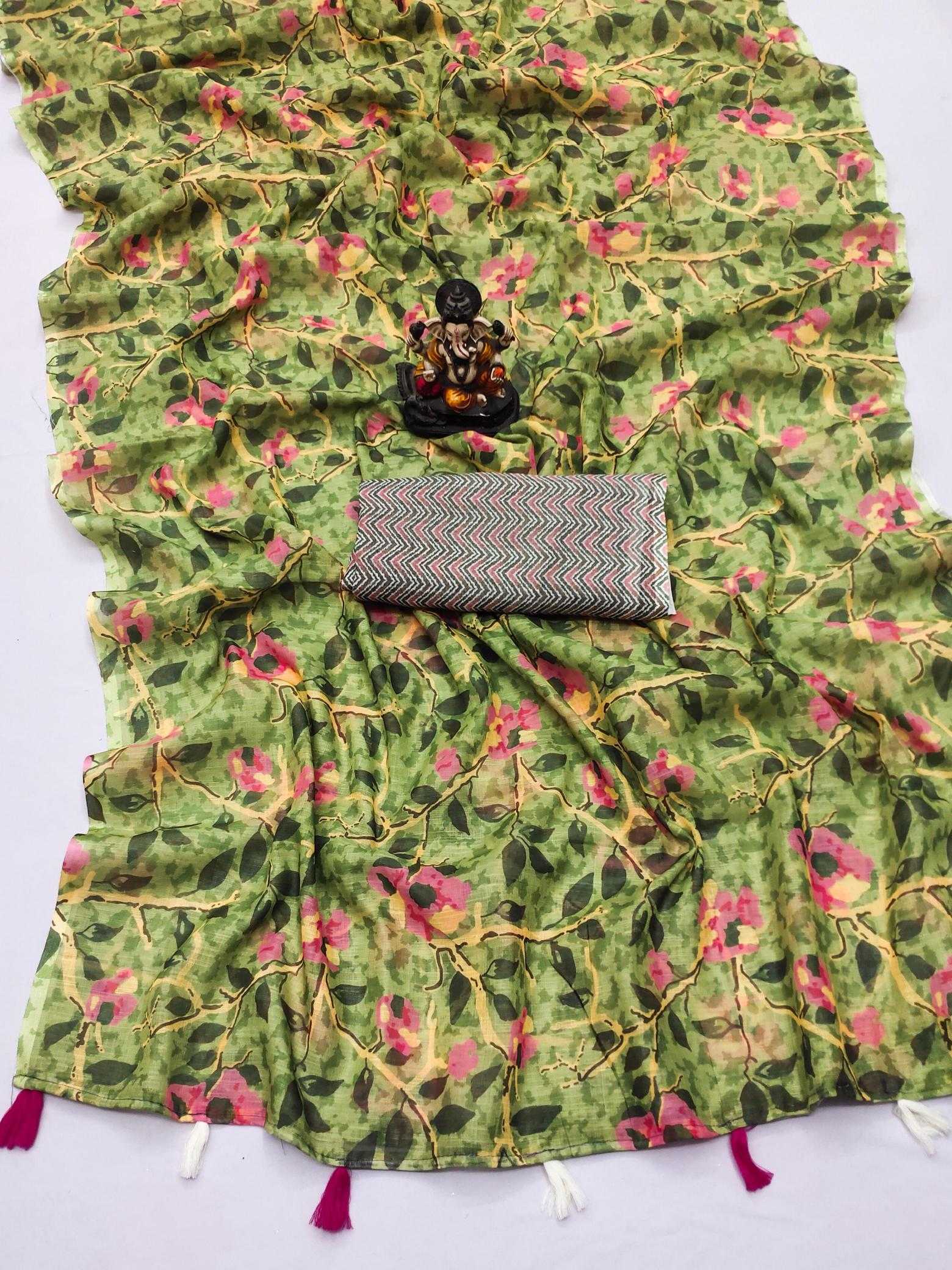 Ynf Linen RIN183 GARIMA Sarees Wholesale Printed Sarees Ikkat Saree Linen Sarees Manufacturer
