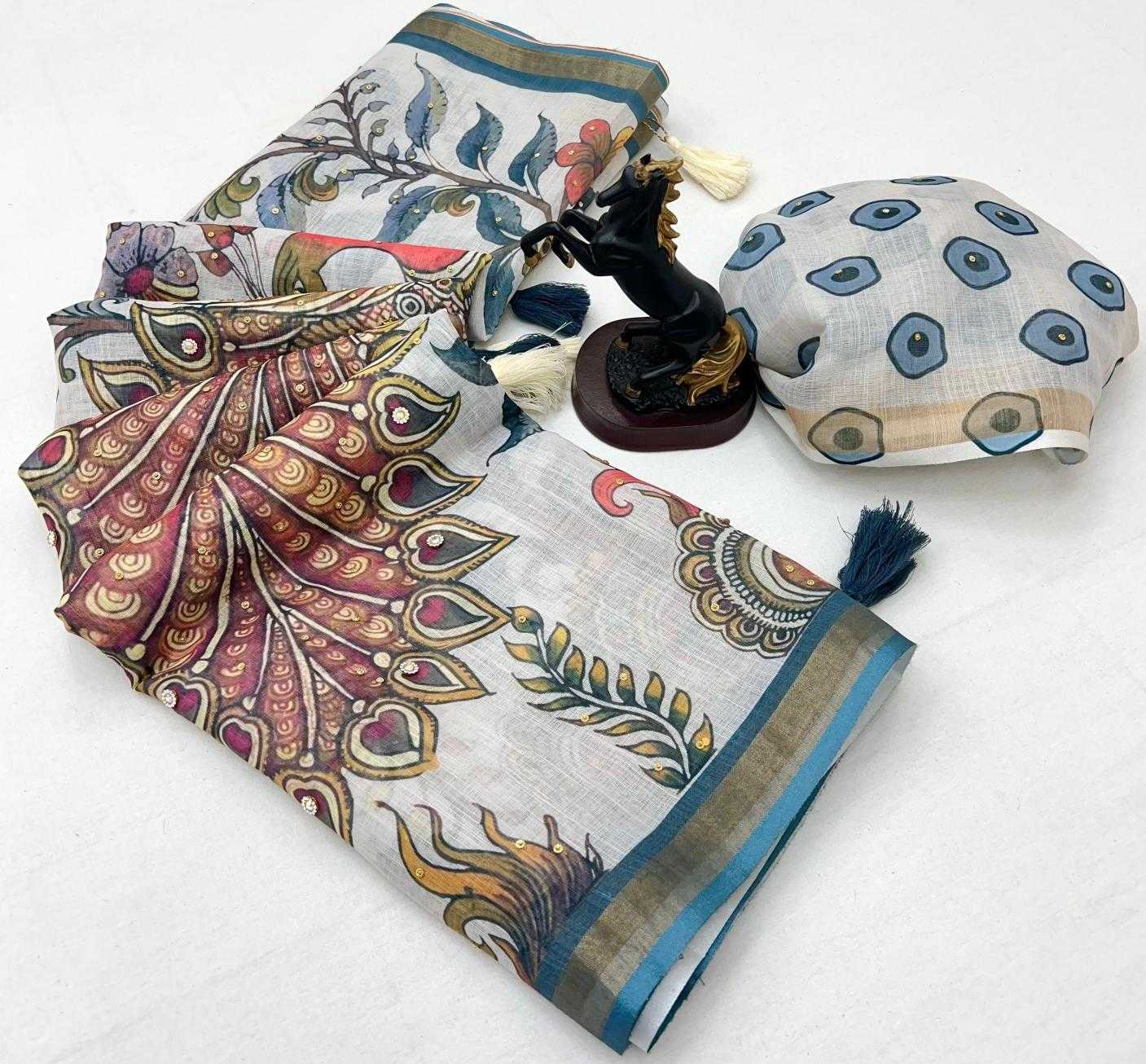 Ynf Linen RIN209 Teal-Gold Sarees Festive Collections Wholesale Designer Sarees Linen Sarees Onam Collections Manufacturer