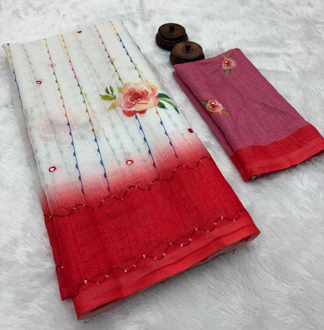 Ynf Linen RIN218 rose glow Sarees Wholesale Designer Sarees Party Wear Sarees Fancy Sarees Manufacturer