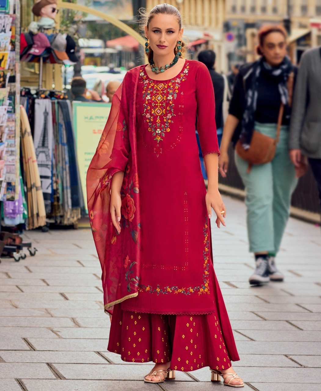 Ynf Milan Silk KESH507 Maroon Suits & Dresses Wedding Collections Festive Collections Wholesale Palazzo Suit Ladies Silk Suit Casual Dresses Manufacturer