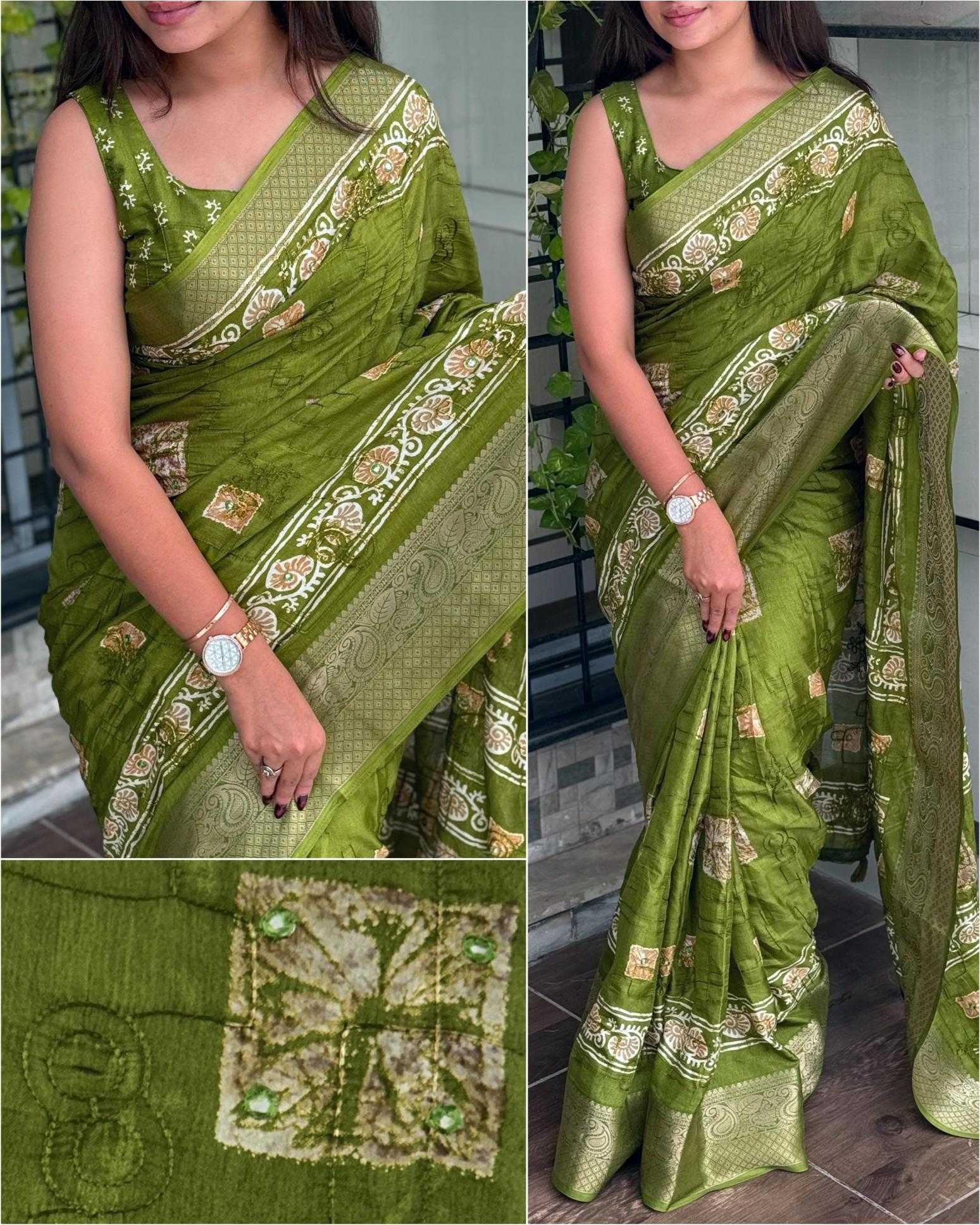 Ynf Muslin Cotton KESH500 Sibori Sarees Wholesale Printed Sarees Mirror Work Saree Cotton Sarees Manufacturer