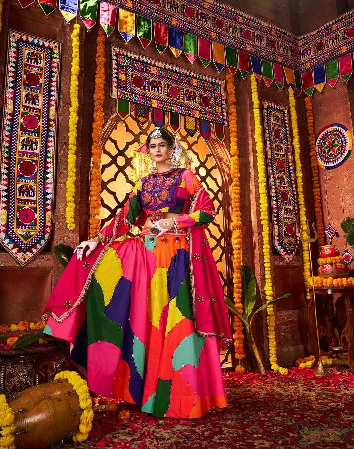 Ynf Muslin RIN202 11052 Lehengas Festive Collections Wholesale Printed Lehenga Mirror Work Lehenga Ram Navami Collections Manufacturer