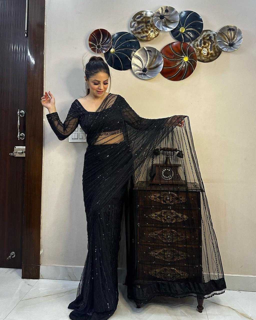 Ynf Net RIN133 442 Sarees Wholesale Party Wear Sarees Fancy Sarees Sequence Sarees Embroidered Sarees Manufacturer