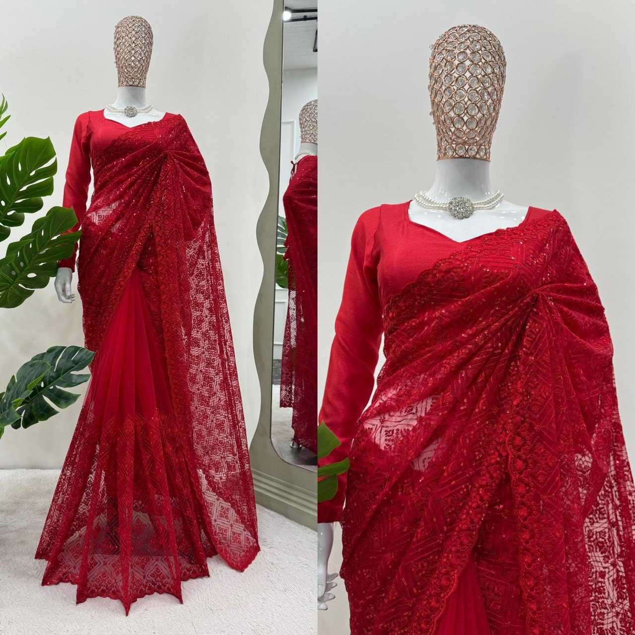 Ynf Net RIN133 507 Sarees Wholesale Party Wear Sarees Fancy Sarees Sequence Sarees Embroidered Sarees Manufacturer