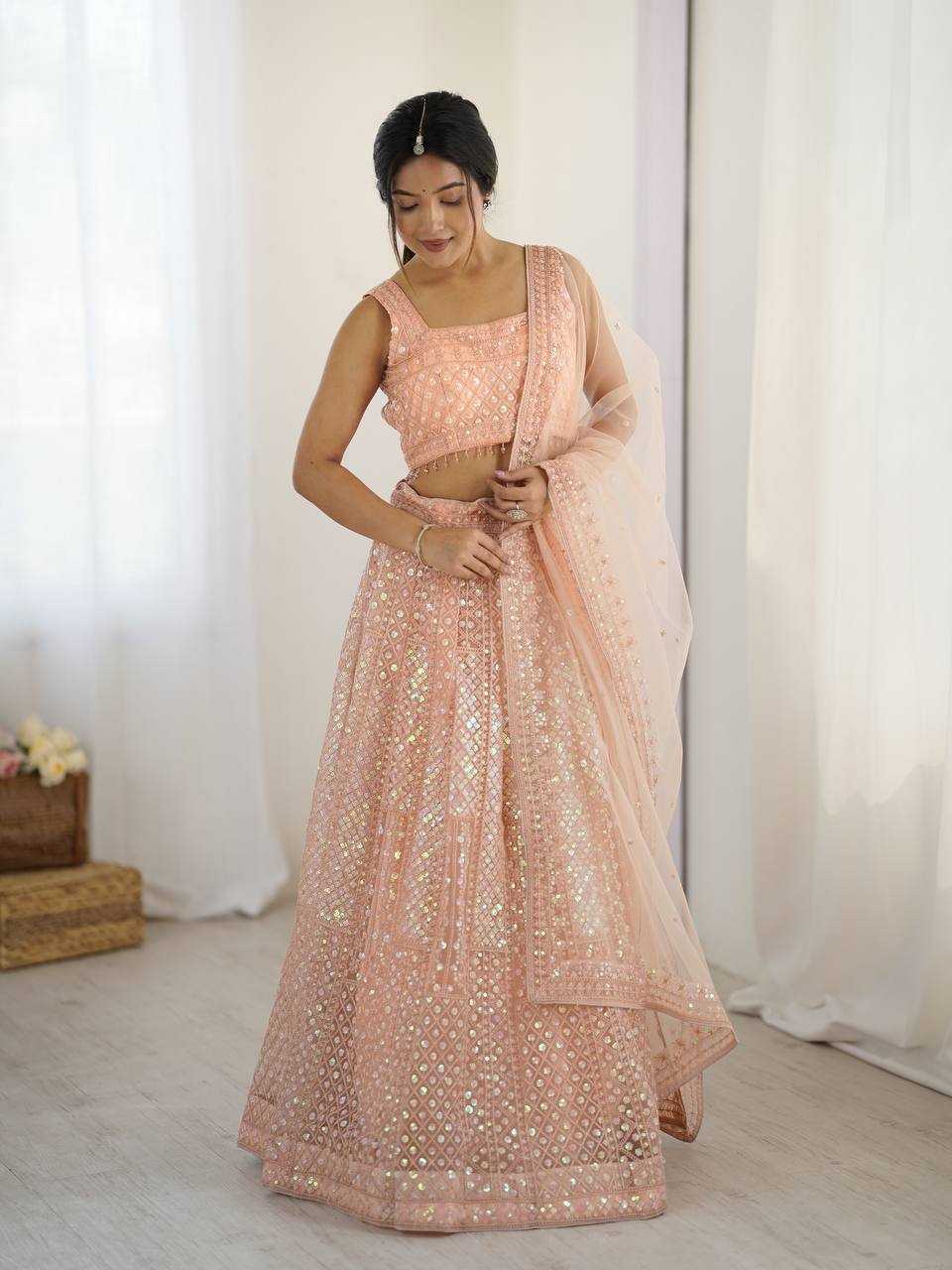 Ynf Net RIN213 H89 Lehengas Wholesale Fancy Lehenga Embroidered Lehenga Sequins Lehenga Manufacturer