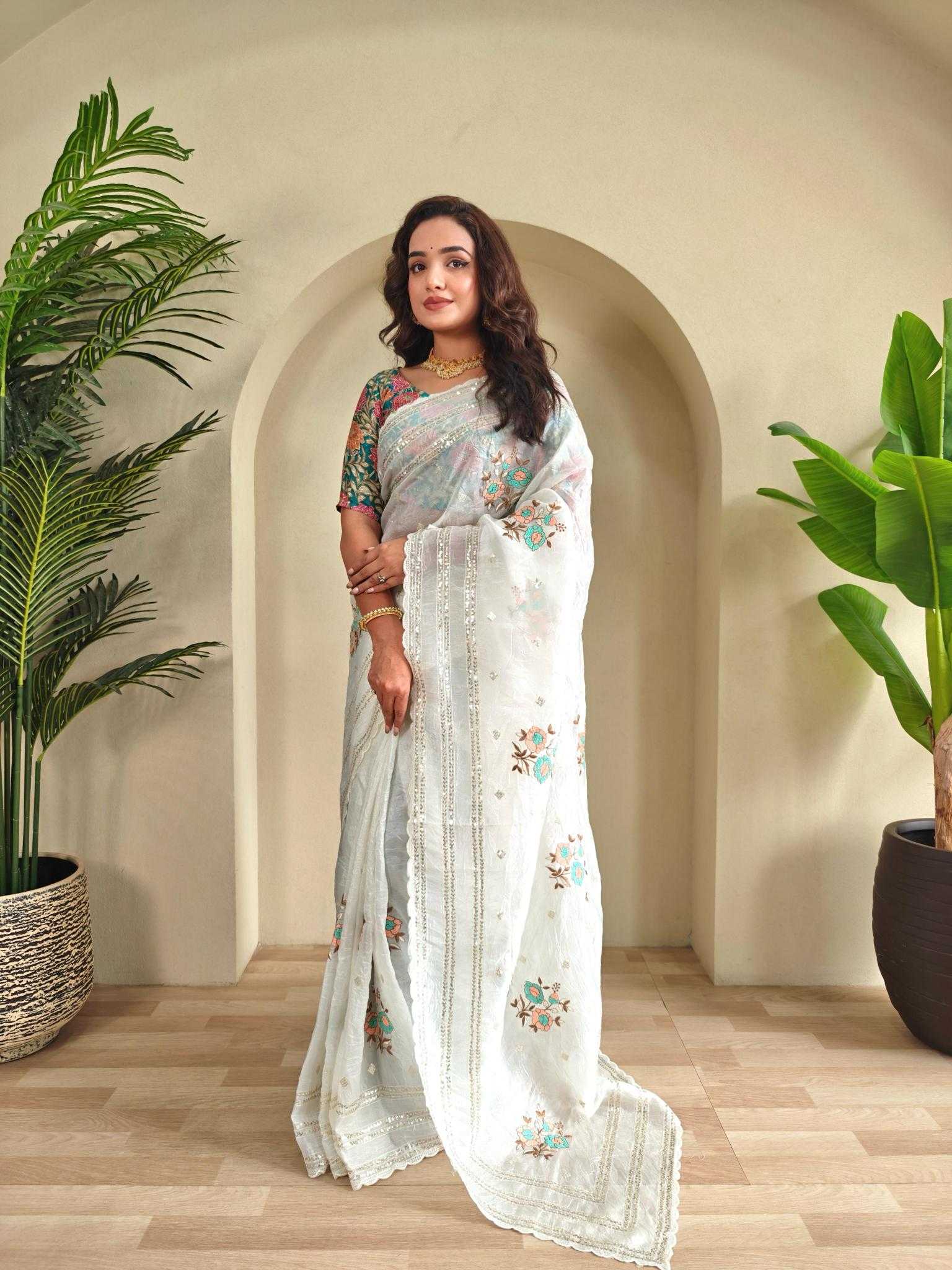 Ynf Organza KESH249 Bharti Sarees Festive Collections Wholesale Organza Sarees Sequence Sarees Onam Collections Manufacturer