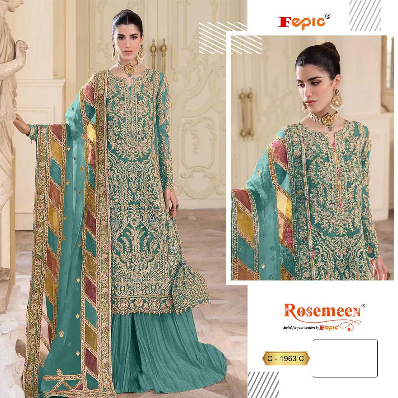 Ynf Organza KESH446 FEPIC-ROSEMEEN-1963 Suits & Dresses Wholesale Embroidery Suits Designer Suits Handwork Suits Manufacturer