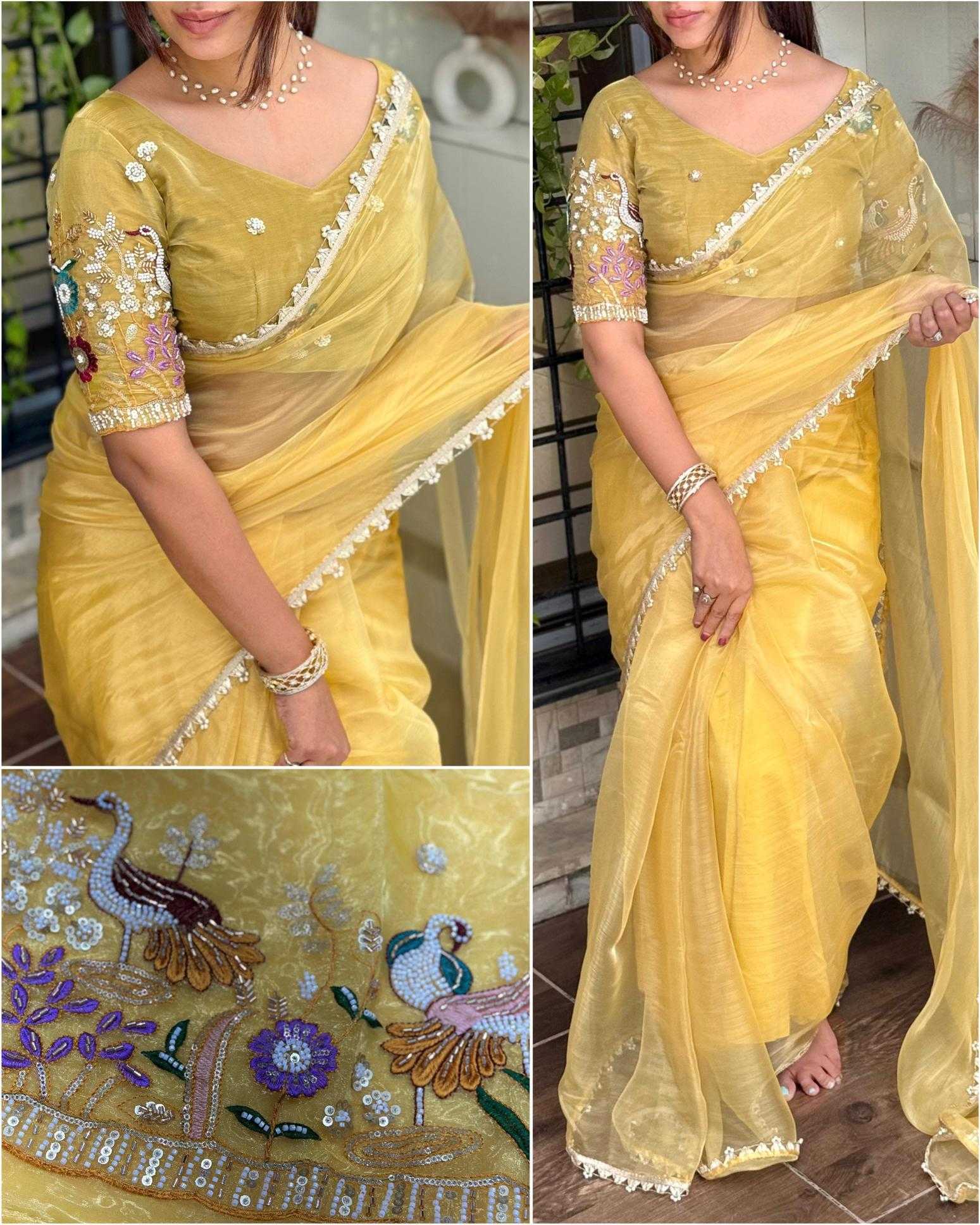 Ynf Organza KESH500 Peri peri Sarees Wholesale Organza Sarees Sequence Sarees Embroidered Sarees Manufacturer