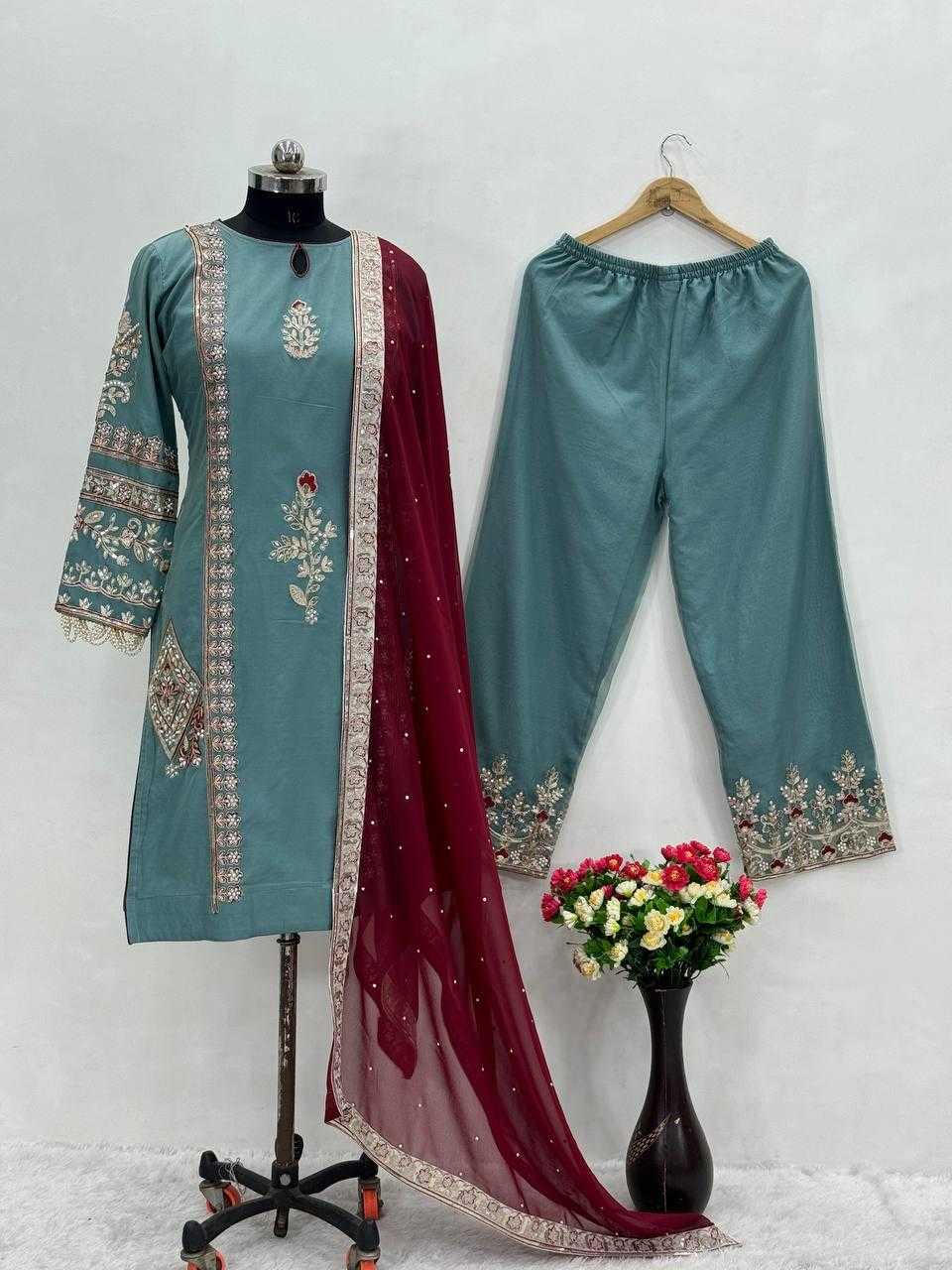 Ynf Organza KESH512 1671 Suits & Dresses Wholesale Ladies Suits Palazzo Suit Handwork Suits Manufacturer