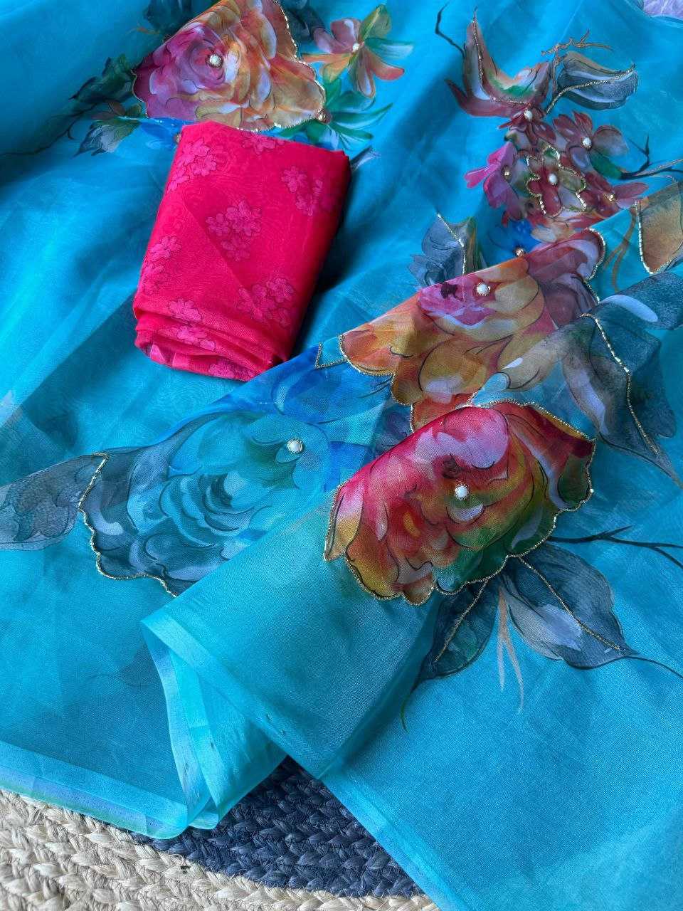 Ynf Organza KESH518 4333 Sarees Wholesale Organza Sarees Printed Sarees Hand Work Sarees Manufacturer