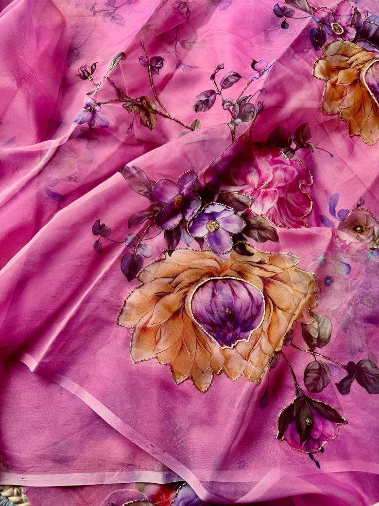Ynf Organza KESH518 4338 Sarees Wholesale Organza Sarees Printed Sarees Hand Work Sarees Manufacturer