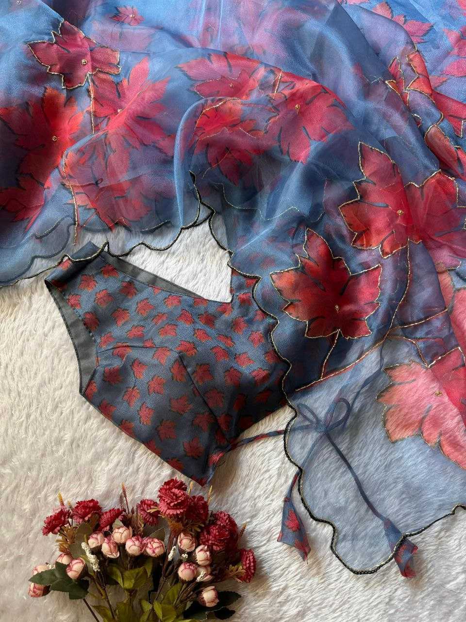 Ynf Organza KESH518 4347 Sarees Wholesale Organza Sarees Printed Sarees Hand Work Sarees Manufacturer
