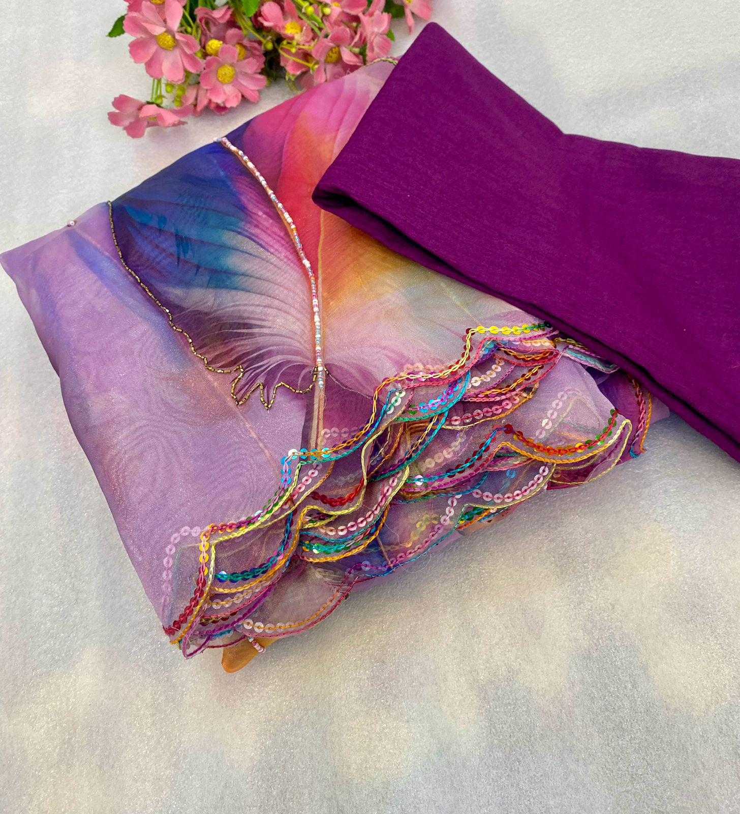 Ynf Organza RIN164 PARI Sarees Wholesale Organza Sarees Printed Sarees Sequence Sarees Manufacturer