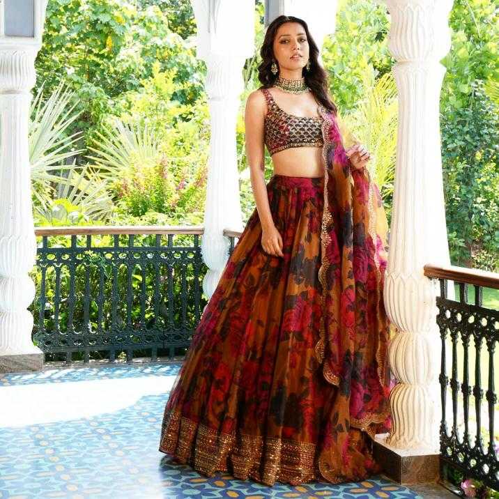 Ynf Organza RIN228 329 Lehengas Wholesale Printed Lehenga Sequins Lehenga Manufacturer
