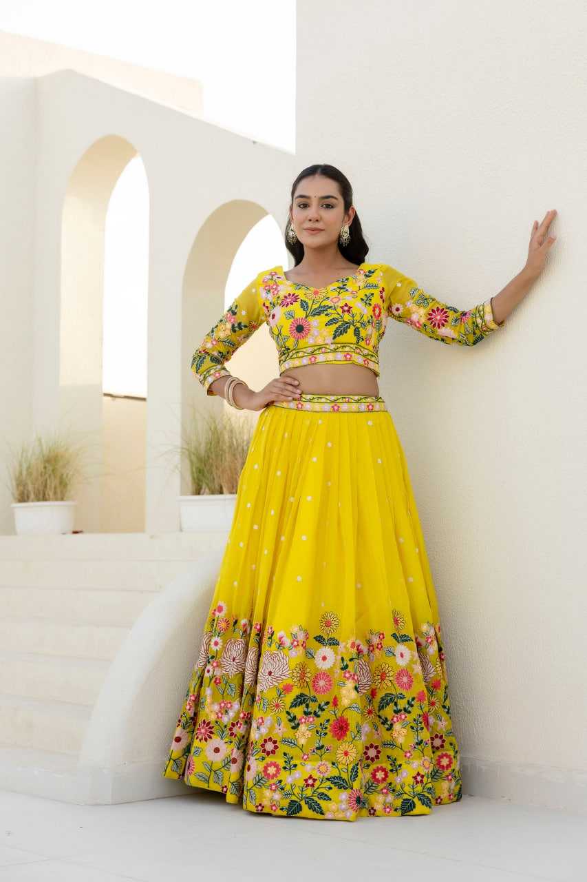 Ynf Organza RIN228 374 Lehengas Wholesale Fancy Lehenga Traditional Lehenga Yellow Lehenga Manufacturer