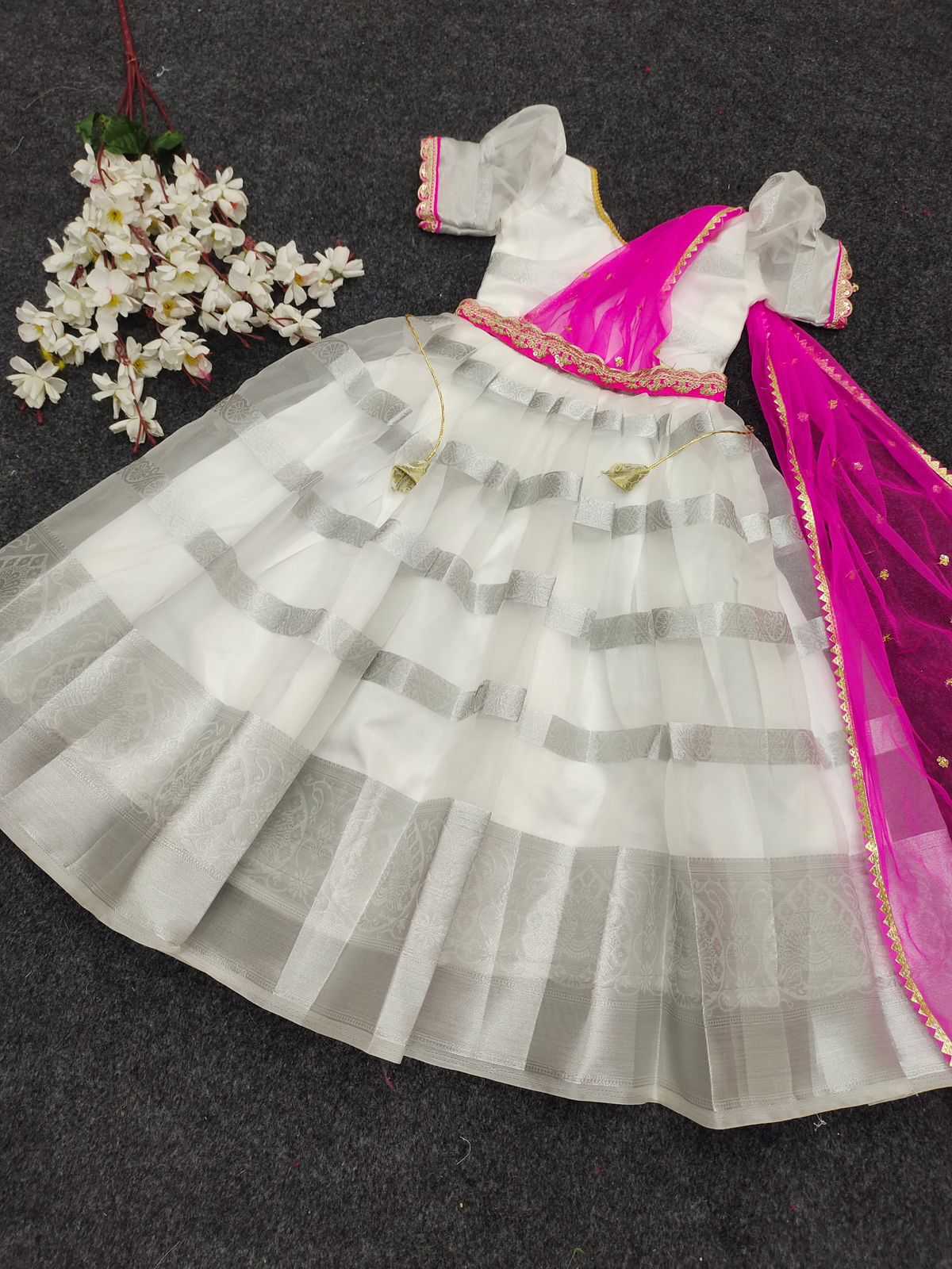 Ynf Organza Silk KESH493 AS PIC Kids Wear Festive Collections Wholesale Kids Gown Kids Ethnic Gowns Onam Collections Manufacturer