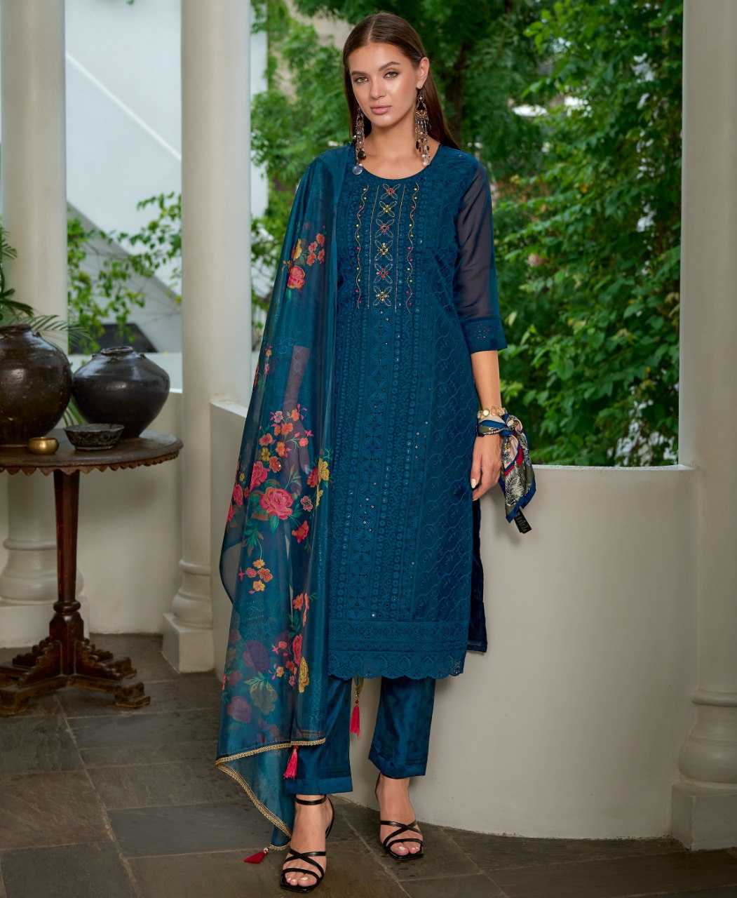 Ynf Organza Silk KESH507 Regular Suits & Dresses Wedding Collections Festive Collections Wholesale Embroidery Suits Chanderi Suit Straight Cut Suits Manufacturer