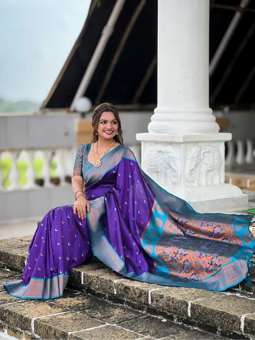 Ynf Paithani Silk RIN150 Chandrakore Paithani-2 Silk Sarees Wholesale Designer Silk Sarees Zari Border Silk Sarees Manufacturer