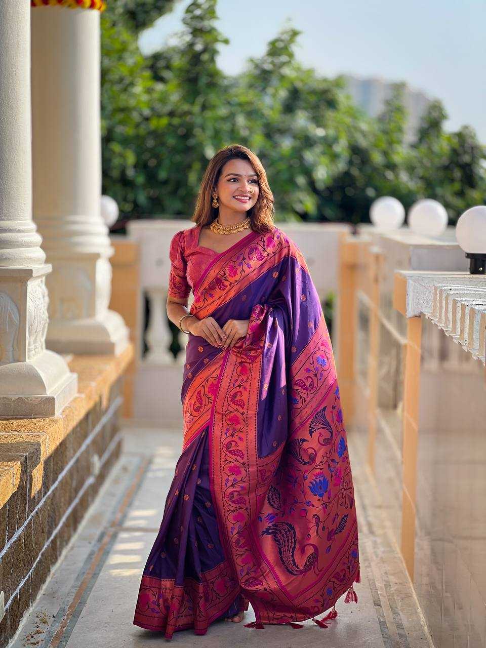 Ynf Paithani Silk RIN150 Coin Paithani Silk Sarees Wholesale Designer Silk Sarees Zari Border Silk Sarees Manufacturer
