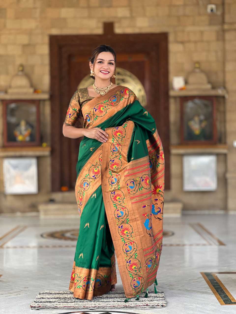 Ynf Paithani Silk RIN150 Harmony Paithani-2 Silk Sarees Wedding Collections Festive Collections Wholesale Paithani Sarees Traditional Silk Sarees Silk Sarees With Blouse Manufacturer
