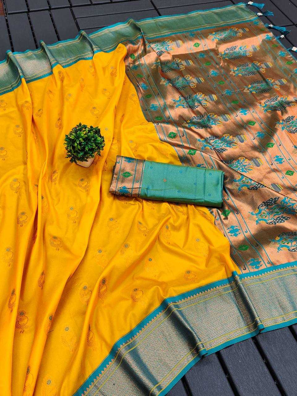 Ynf Paithani Silk RIN150 Nath Paithani -2 Silk Sarees Wholesale Designer Silk Sarees Zari Border Silk Sarees Manufacturer