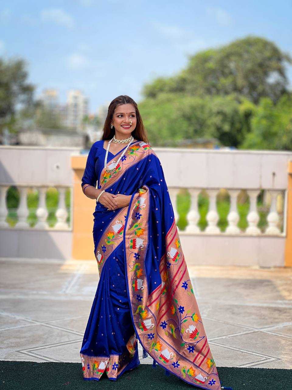 Ynf Paithani Silk RIN150 Rajhans Pethani Silk Sarees Wholesale Fancy Silk Sarees Zari Border Silk Sarees Manufacturer