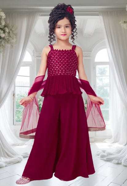 Ynf Poly Crepe KESH461 LITTLE FEATURE Kids Wear Wholesale Kids Indo-Western Wear Kids Party Wear Ethnic Manufacturer