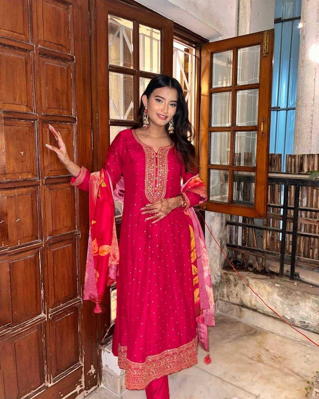 Ynf Premium Roman Silk KESH501 gatherings Suits & Dresses Wedding Collections Festive Collections Wholesale Embroidery Suits Ladies Silk Suit Party Wear Dresses Manufacturer