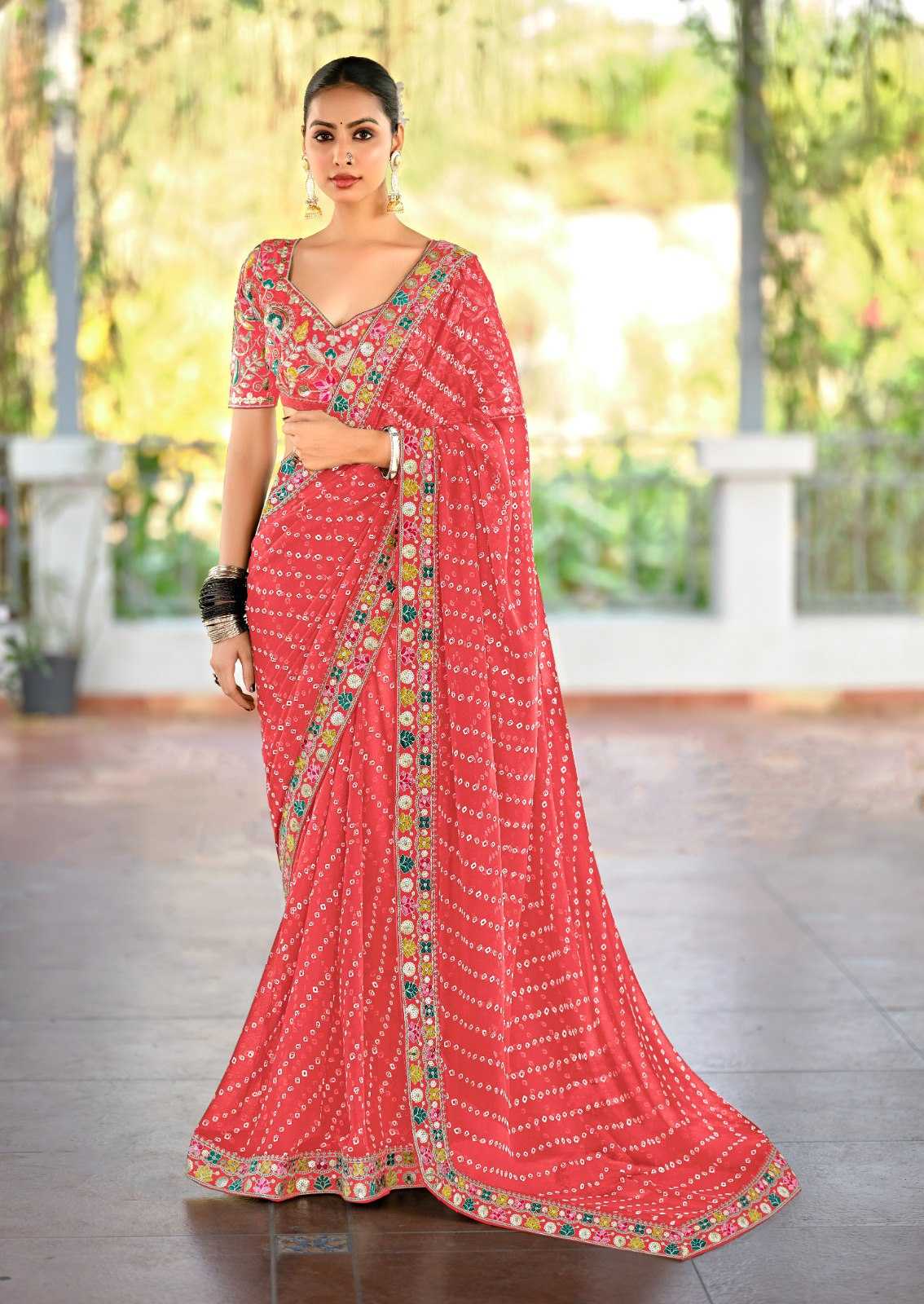 Ynf Pure Bandhej KESH522 115 Sarees Wholesale Embroidered Sarees Bandhani Sarees Manufacturer