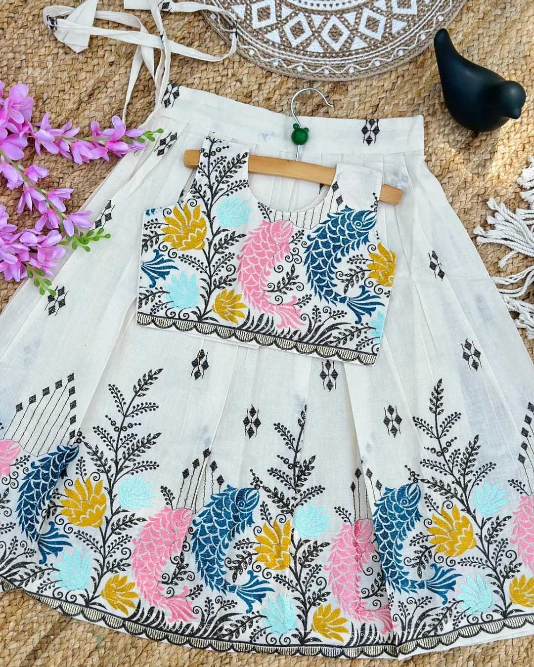 Ynf Pure Cotton KESH493 ALLOVES Kids Wear Festive Collections Wholesale Kids Lehenga Baby Girl Lehenga Onam Collections Manufacturer