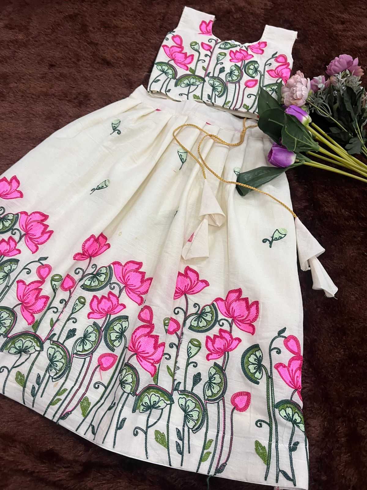 Ynf Pure Cotton KESH493 Threads Kids Wear Wholesale Kids Lehenga Kids Lehenga Choli Baby Girl Lehenga Manufacturer