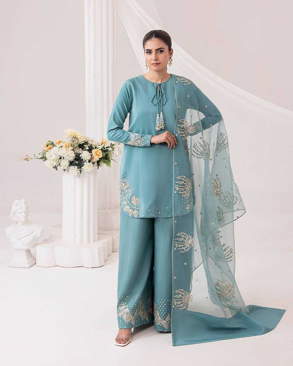 Ynf Pure Crepe KESH141 202 Suits & Dresses Wedding Collections Festive Collections Wholesale Embroidery Suits Palazzo Suit Wedding Outfits Manufacturer