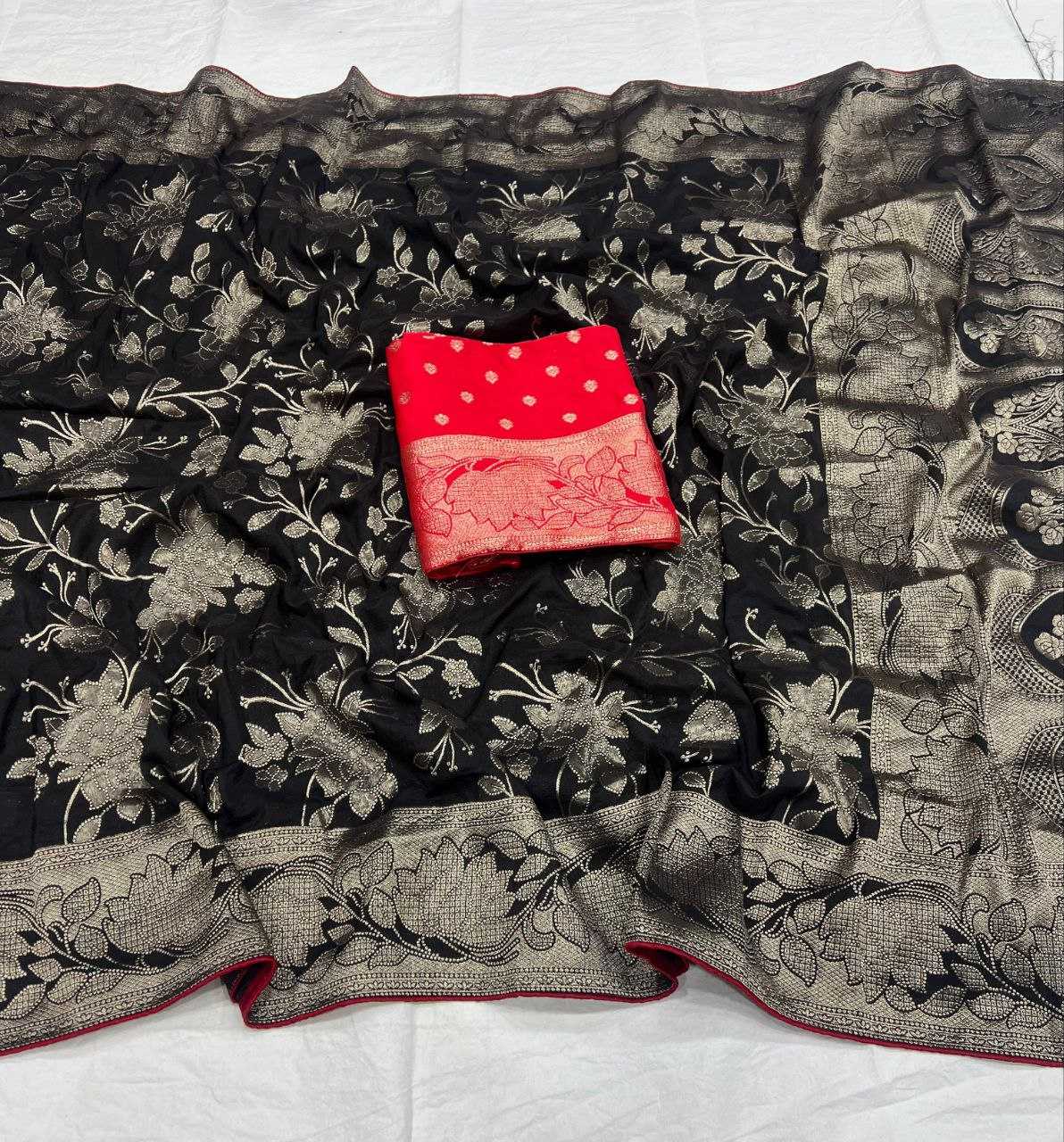 Ynf Pure Crepe RIN225 947 Sarees Wedding Collections Festive Collections Wholesale Georgette Sarees Festive Sarees Sarees With Blouse Manufacturer