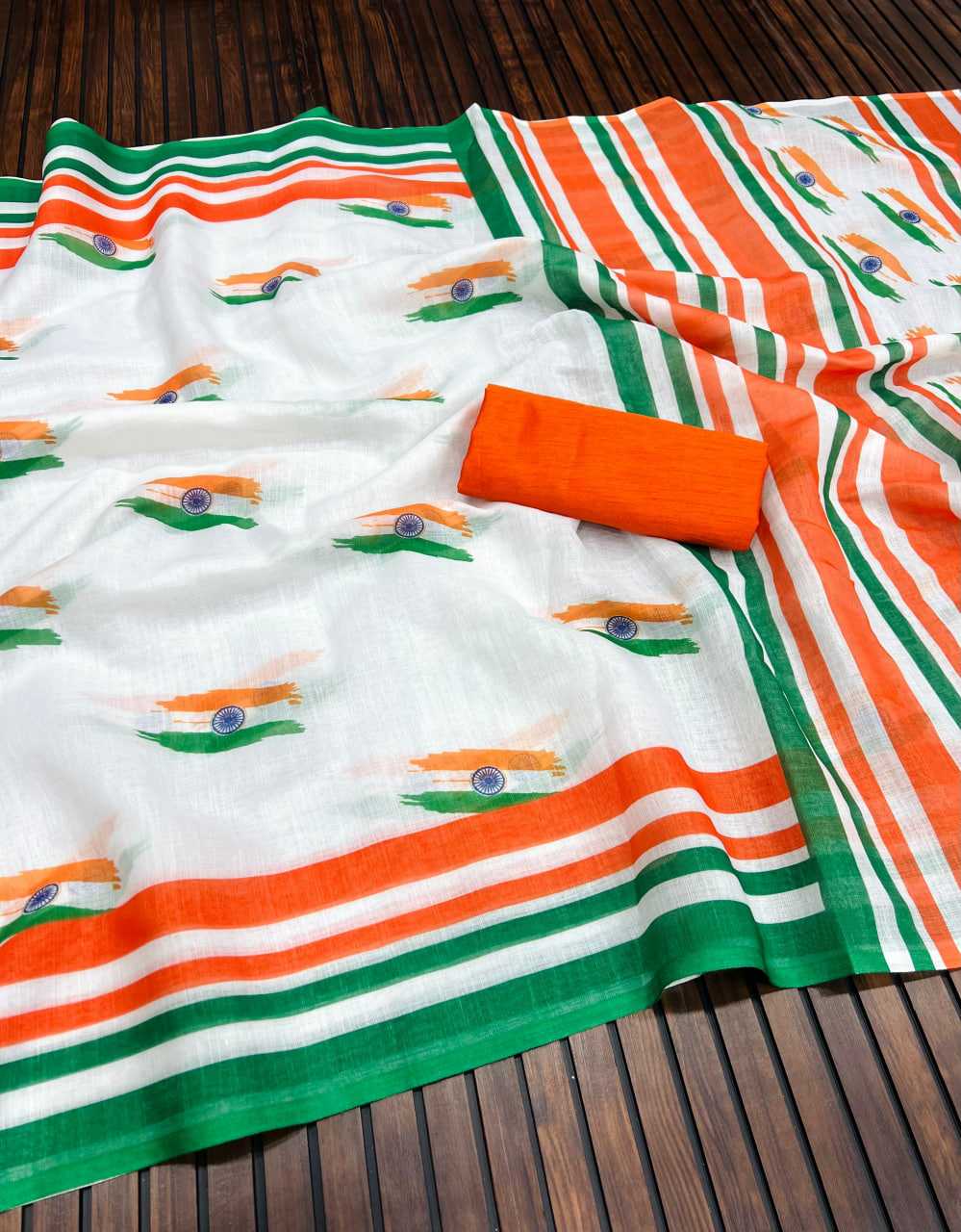 Ynf Pure Linen RIN225 939 Sarees Festive Collections Wholesale Cotton Linen Sarees Sarees With Blouse Independence Day Collections Manufacturer
