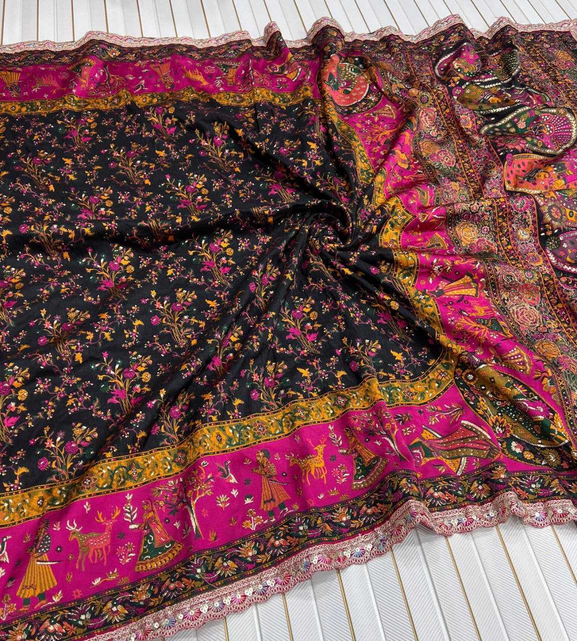 Ynf Pure Pashmina RIN225 938 Silk Sarees Wedding Collections Festive Collections Wholesale Zari Border Silk Sarees Embroidered Silk Sarees Silk Sarees With Blouse Manufacturer