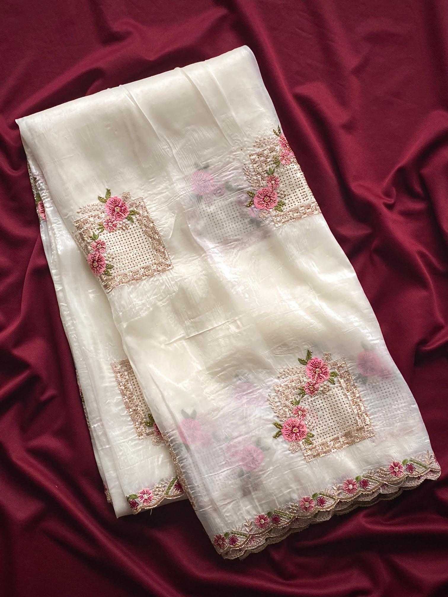 Ynf Pure Silk KESH249 Ridhima Silk Sarees Festive Collections Wholesale Embroidered Silk Sarees White Silk Sarees Onam Collections Manufacturer